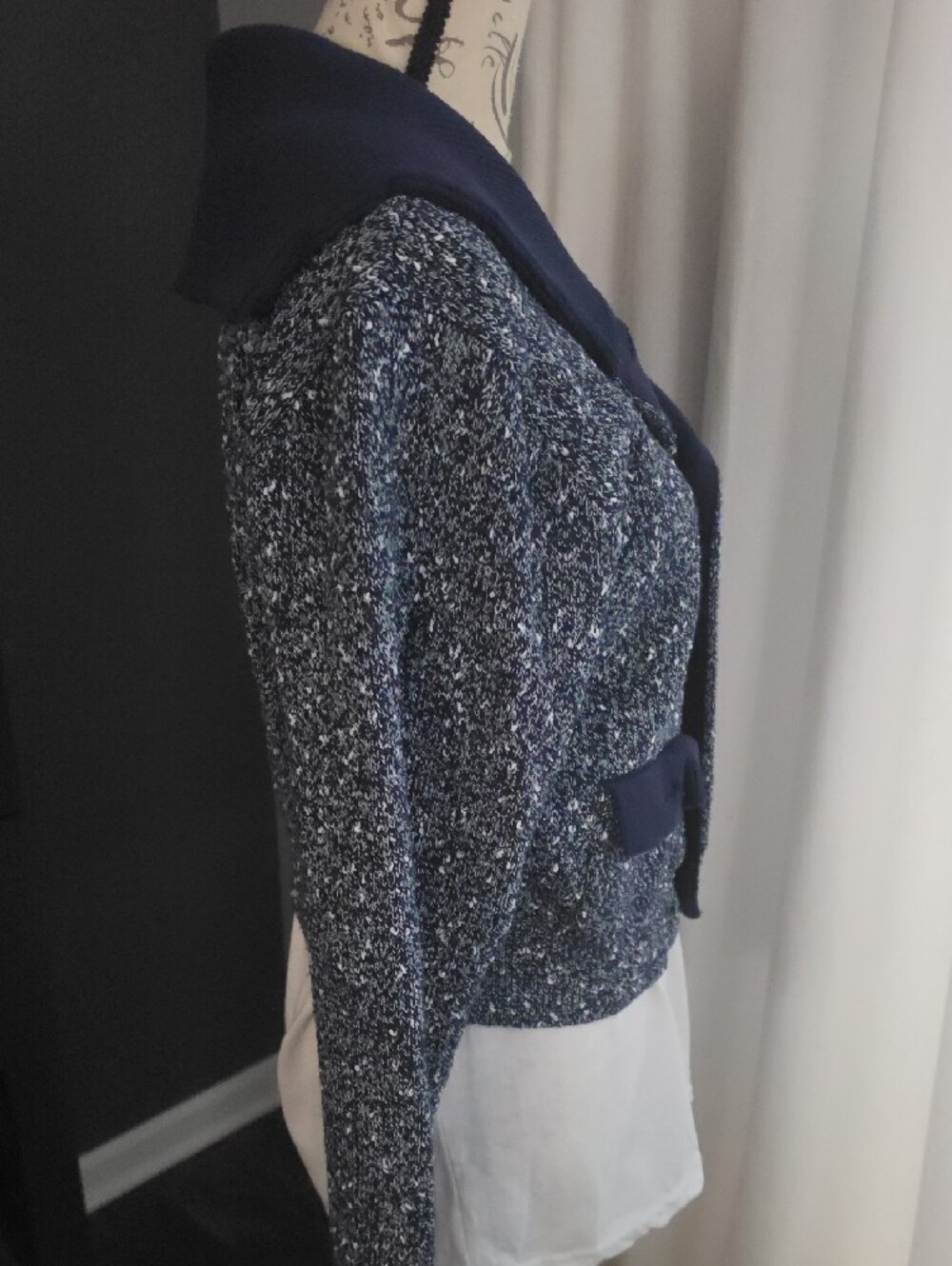 J. Crew - Marled Sailor Collar Cardigan in Navy Marl - Picture 3 of 5